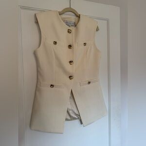 Endless Rose Linen Power Shoulder Vest - Cream - Size M